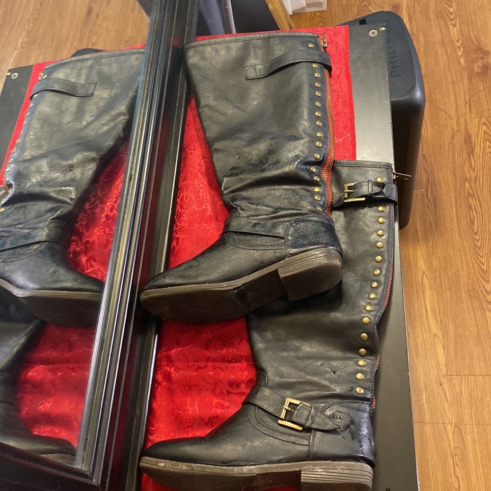 Womens Wide Calf 7 1/2 Black Riding Boots